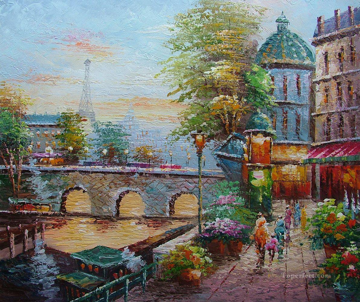 yxj038fB 印象派パリの風景油絵